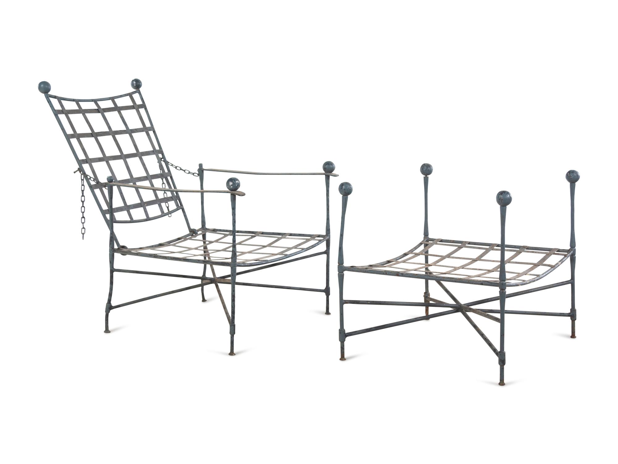 A Painted Steel Patio Furniture Suite