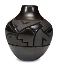 Deeply Carved Blackware Pottery Jar, with Dragonfly and Bear, 2004