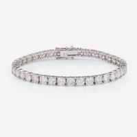 A 14K White Gold and Diamond Line Bracelet