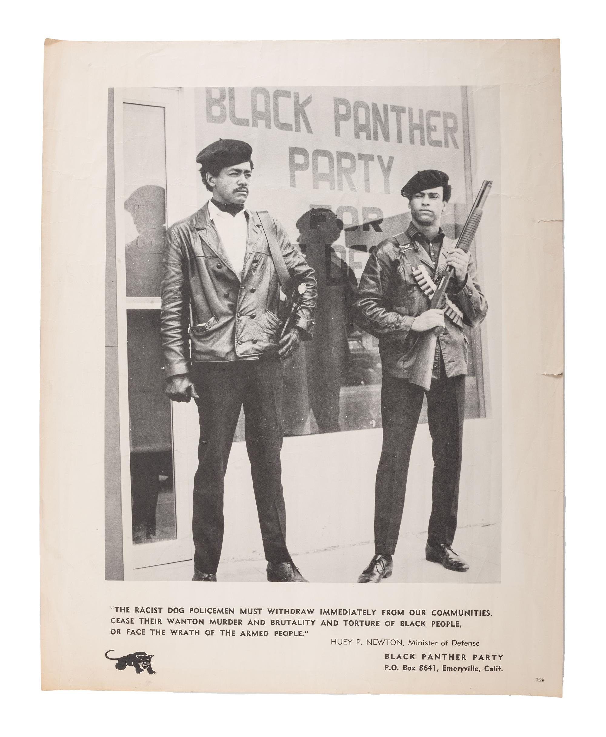 [BLACK PANTHERS]. The Racist Dog Policemen must Withdraw Immediately from our Communities . Oakland, CA: Black Panther Party, ca 1971.