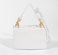 A Gianni Versace White Silk Medusa Shoulder Bag, 9" x 6" x 2".