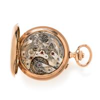 14K PINK GOLD SPLIT SECOND CHRONOGRAPH OPEN FACE POCKET WATCH