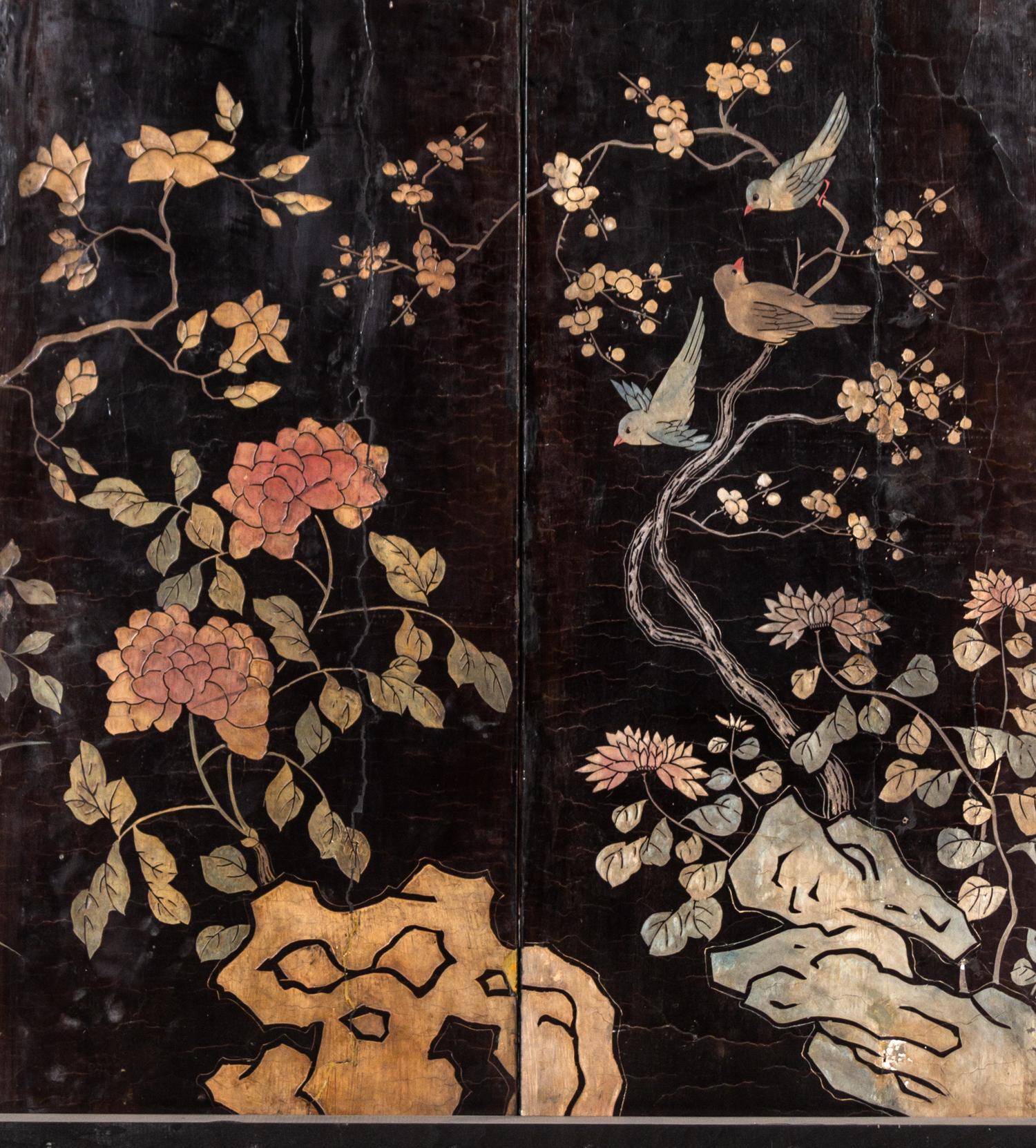 A Coromandel Lacquer Five-Panel Screen