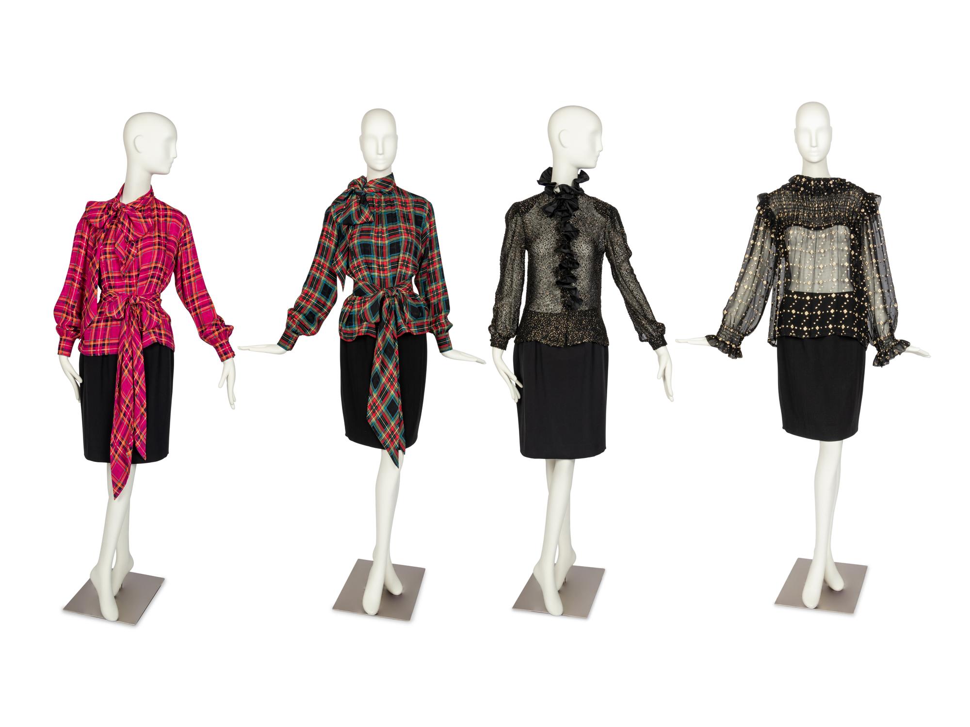 Four Designer Tops: Three Saint Laurent Rive Gauche & One Valentino, 1980s