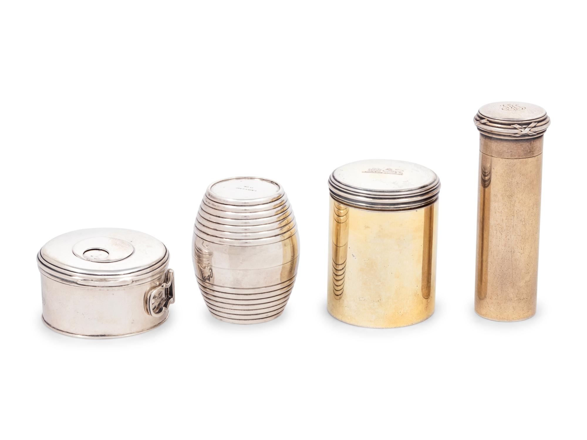 Four Georgian and American Silver Canisters