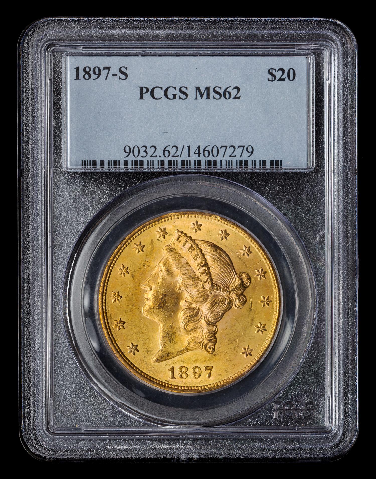 A United States 1897-S Liberty Head $20 Gold Coin