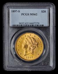 A United States 1897-S Liberty Head $20 Gold Coin