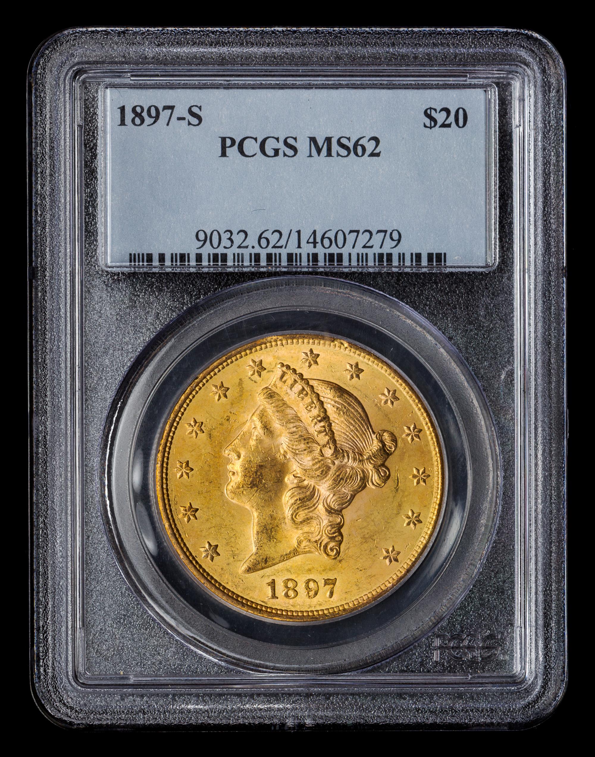 A United States 1897-S Liberty Head $20 Gold Coin