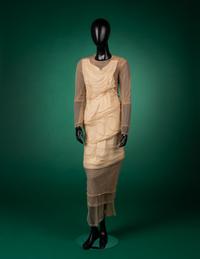 Comme des Garçons Nude Net and White Cotton with Pearls Evening Dress, Fall 2009