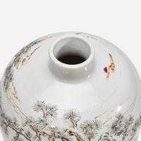 A Chinese famille rose-decorated "Deer and Crane" meiping vase 粉彩“鹿鹤”梅瓶 Chenghua six-character mark but later ????? ???????