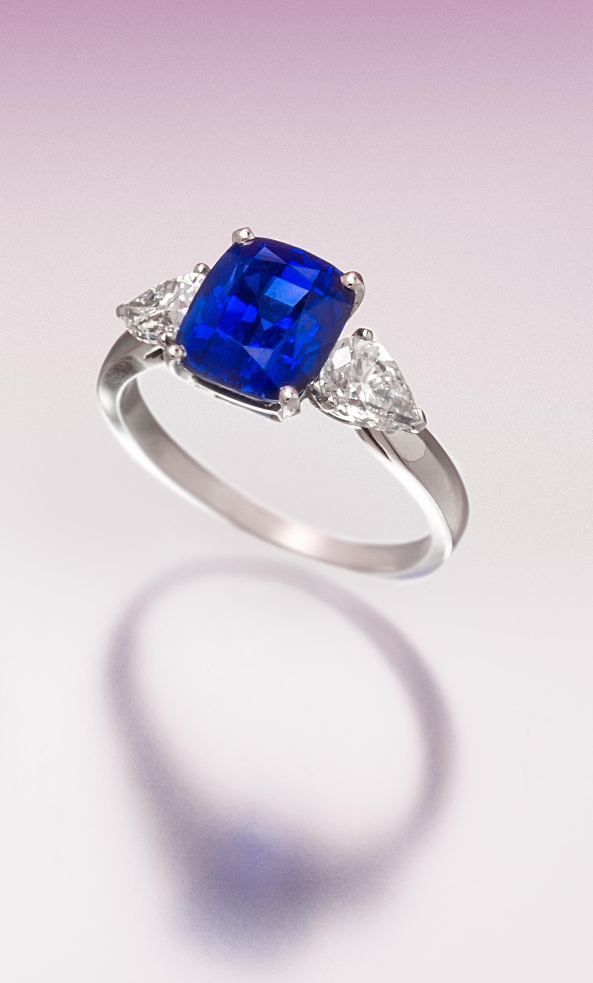 A Fine Platinum, Sapphire and Diamond Ring, 2.30 dwts.
