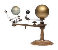 A Laing's Planetarium Orrery Model with Custom Red Painted Poplar Case