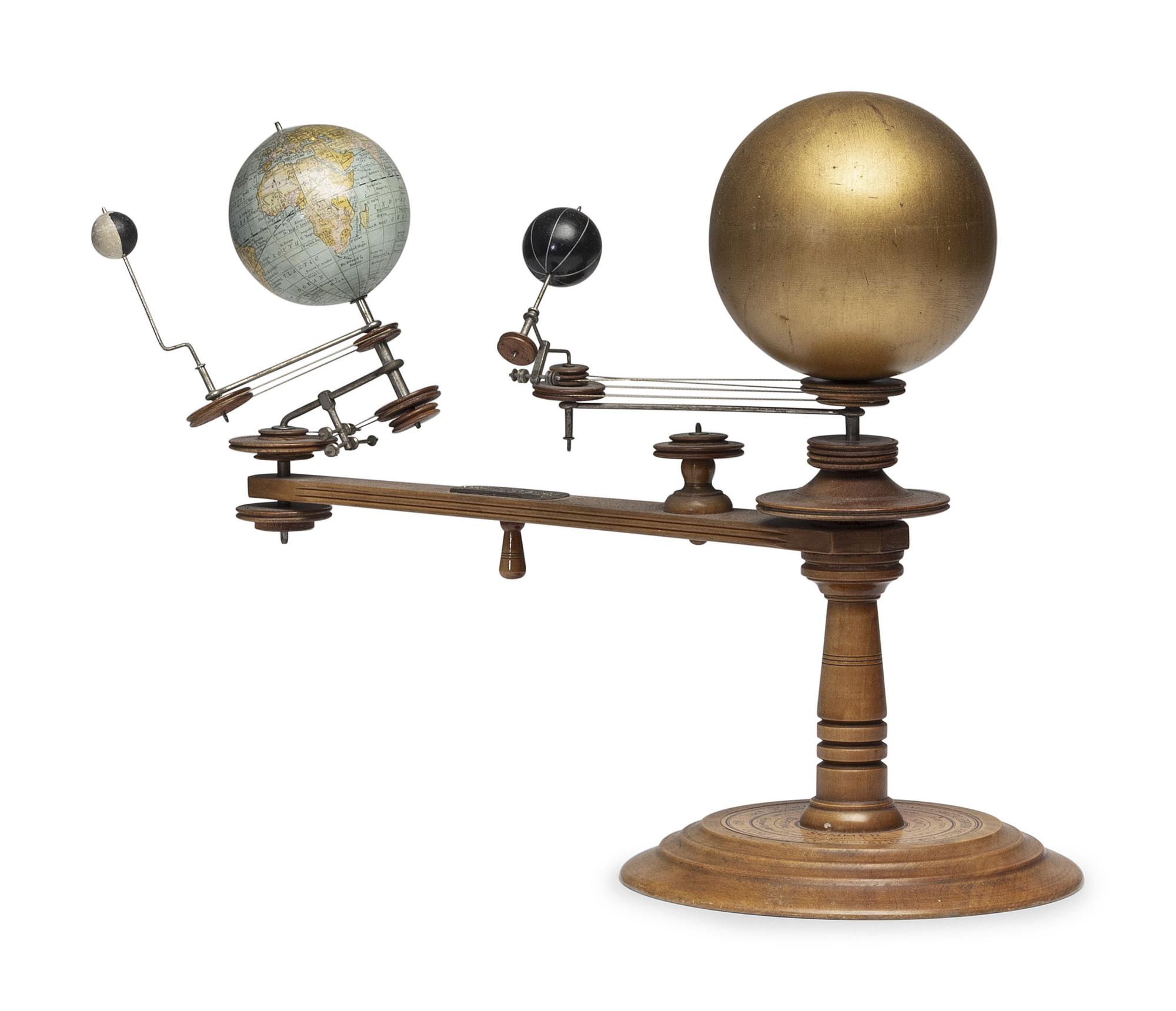 A Laing's Planetarium Orrery Model with Custom Red Painted Poplar Case