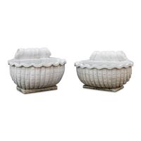 A Pair of Italian Carved White Marble Jardinières