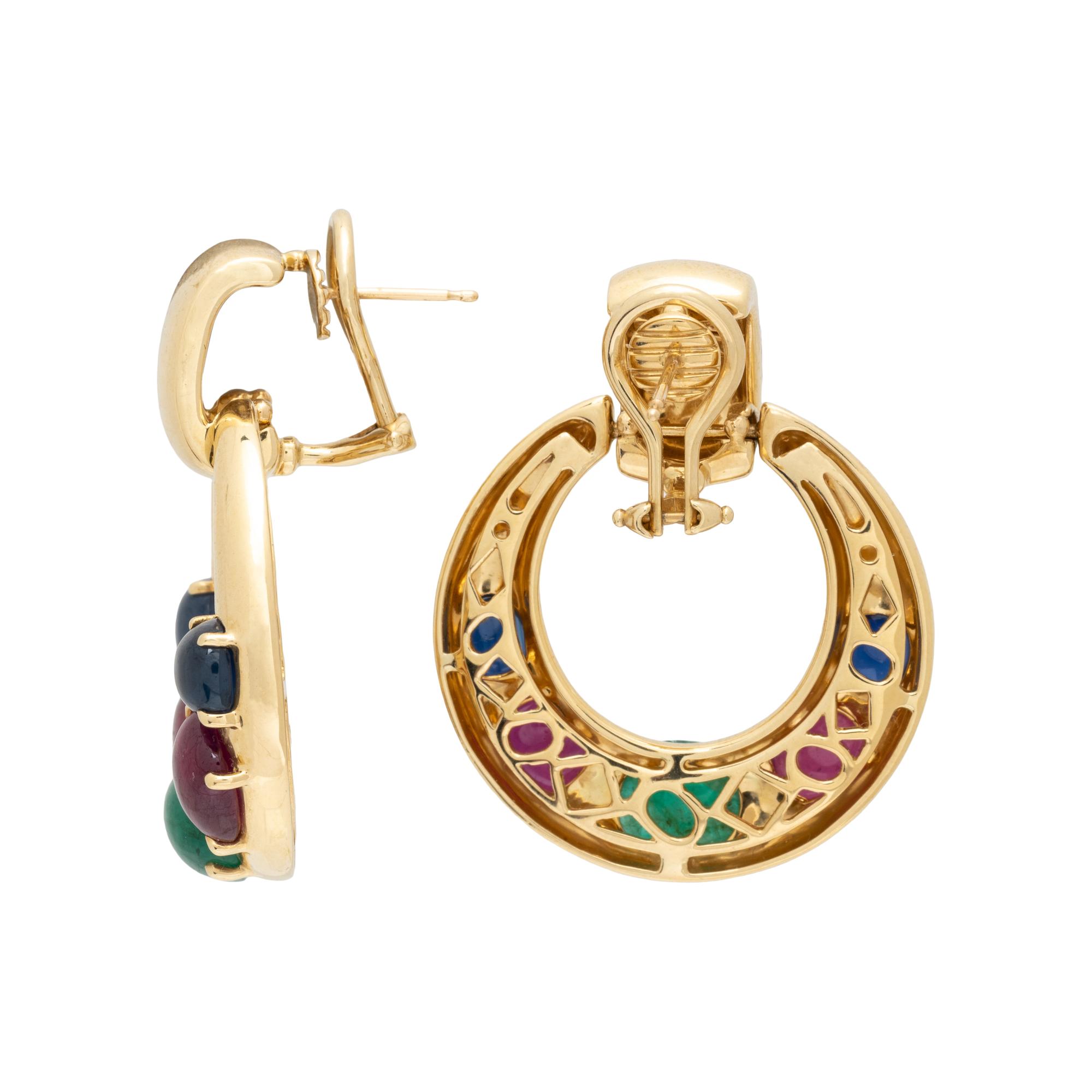 SEAMAN SCHEPPS, MULTIGEM AND YELLOW GOLD EARRINGS