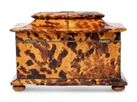 A Regency Tortoiseshell Veneered Tea Caddy
