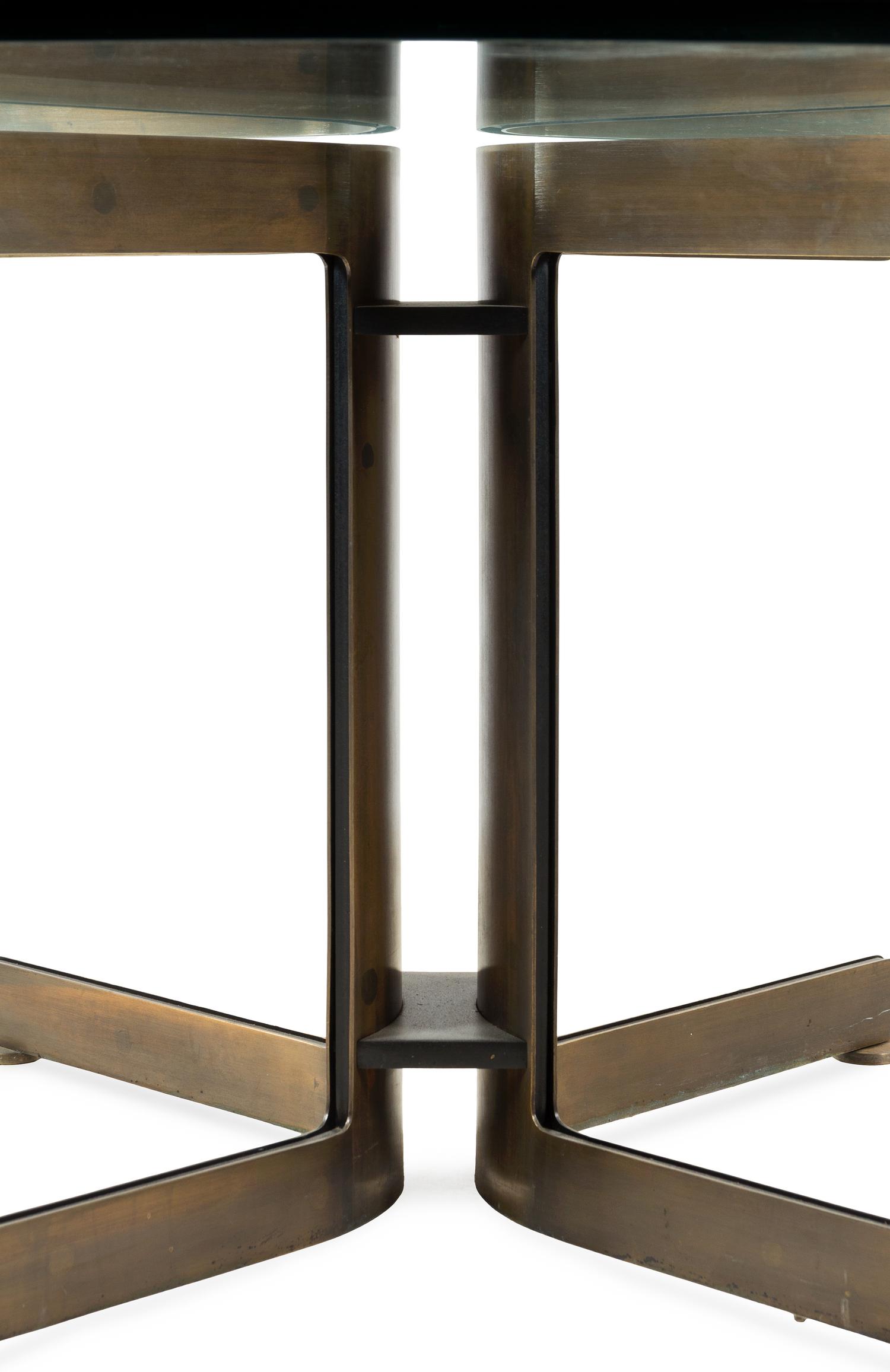 A Modern Bronze and Glass Dining Table