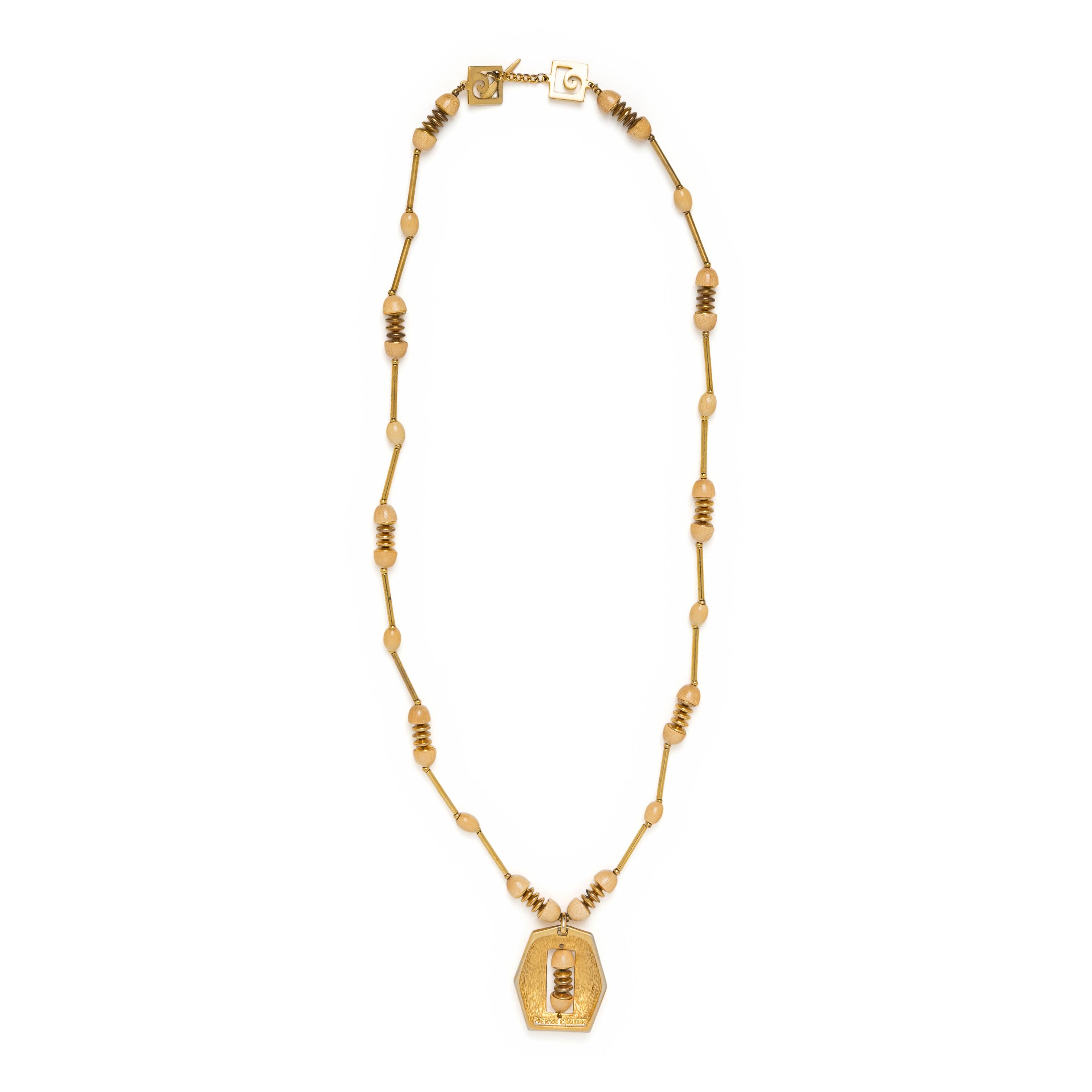 Pierre Cardin, Wood & Metal Necklace
