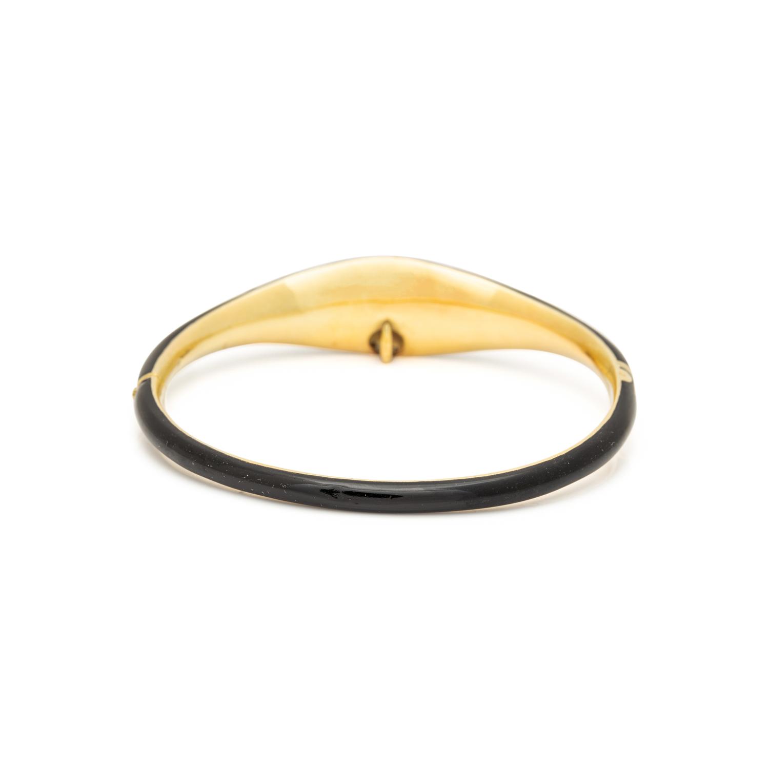 ANTIQUE, DIAMOND AND BLACK ENAMEL BRACELET