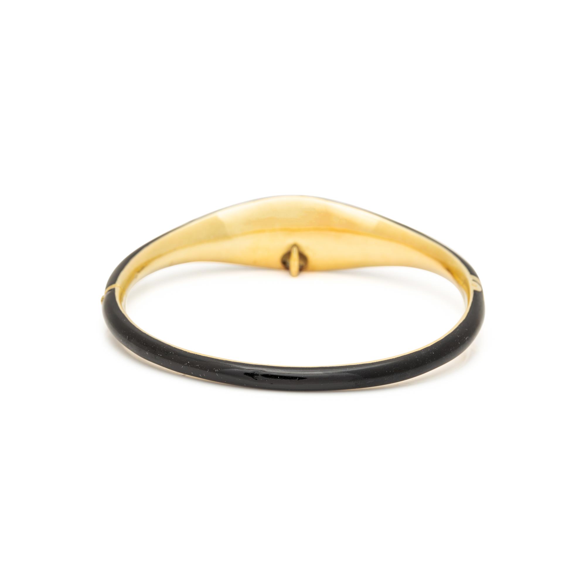 ANTIQUE, DIAMOND AND BLACK ENAMEL BRACELET