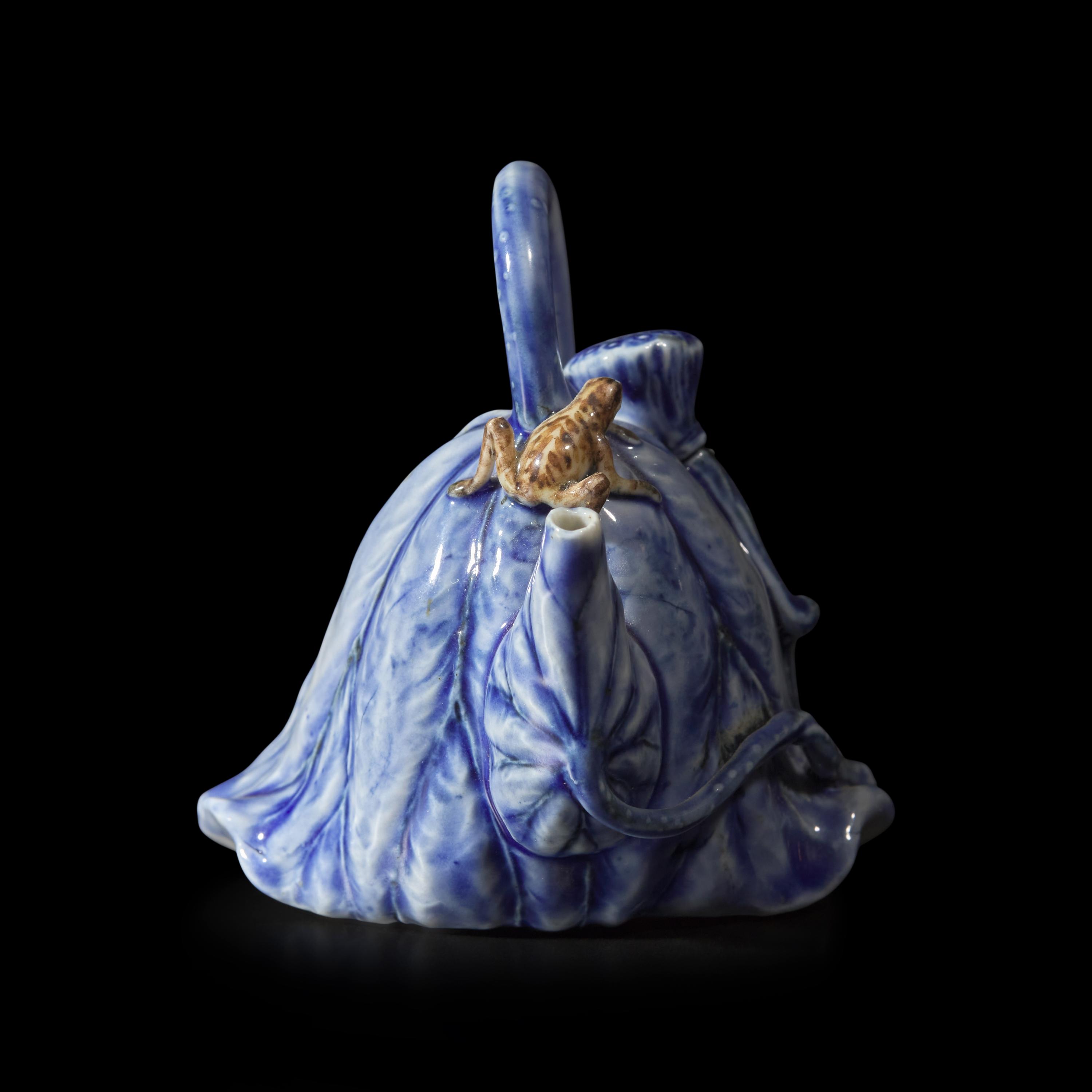 An Unusual Small Porcelain "Lotus Leaf" Water Dropper, Underside with Impressed Seal Kozan