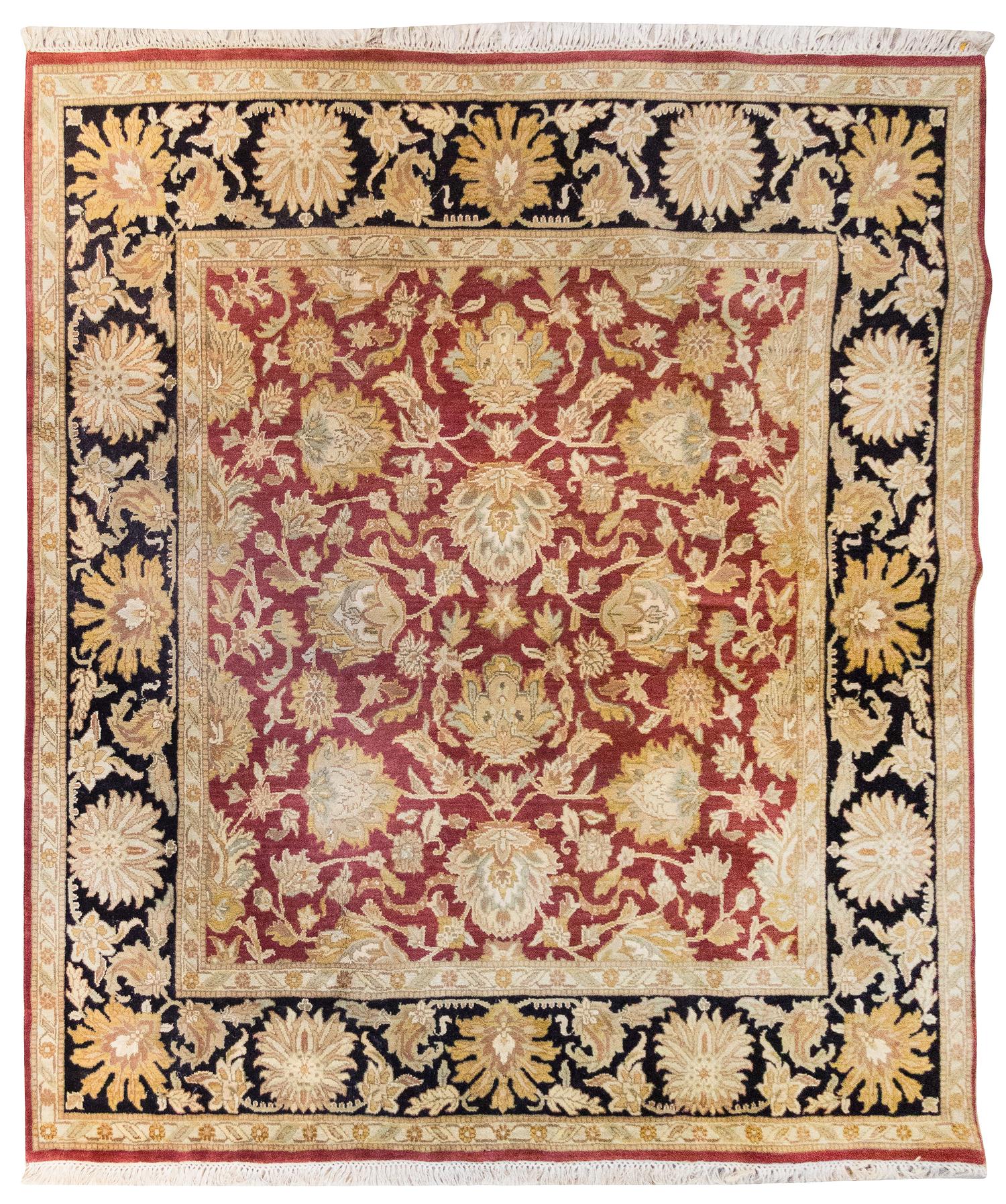 A Sarouk Style Wool Rug 8 feet 1 inch x 8 feet 1 inch.