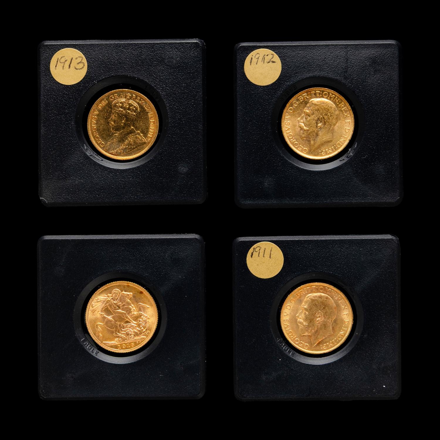 [GREAT BRITAIN AND CANADA] A Group of Four George V Gold Coins