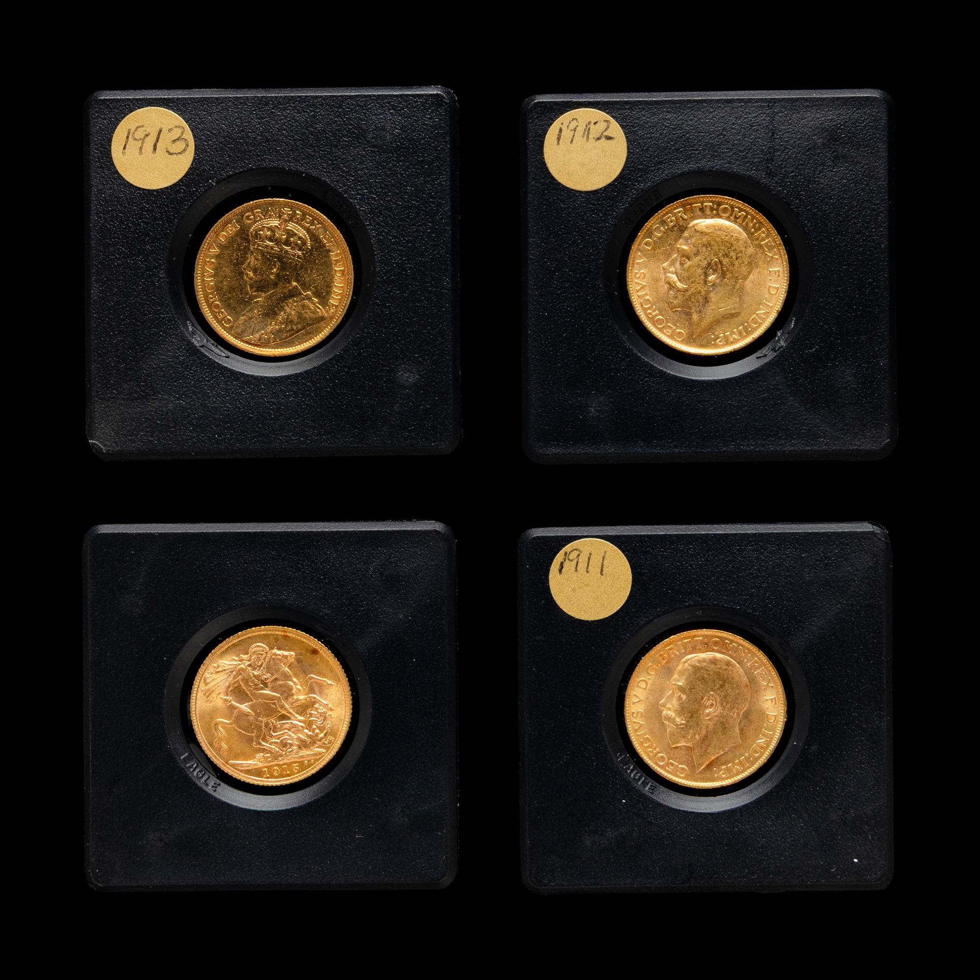 [GREAT BRITAIN AND CANADA] A Group of Four George V Gold Coins