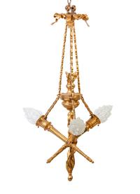 A Louis XVI Style Gilt Bronze Three-Light Chandelier