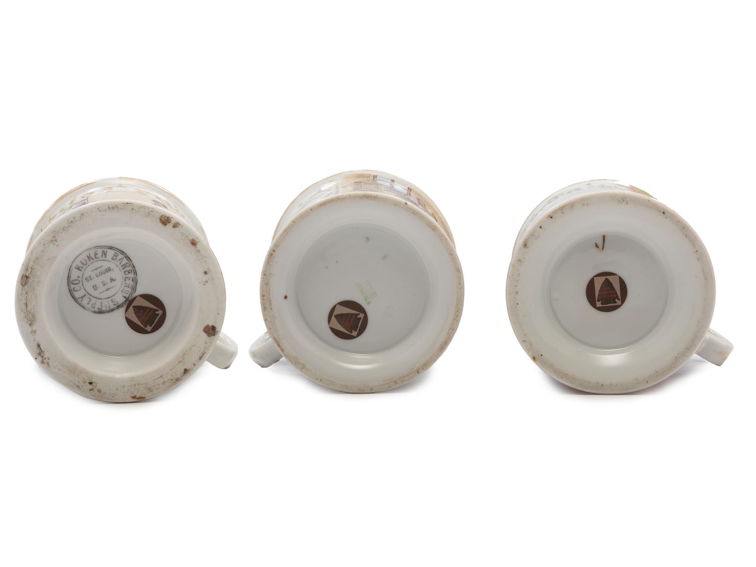 Three Tradesmen's Porcelain Occupational Shaving Mugs