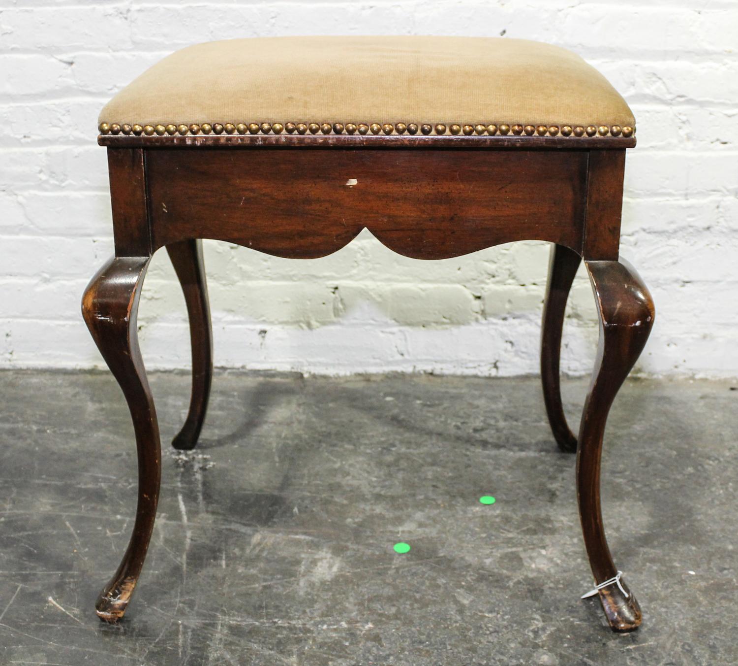A Georgian Style Mahogany Stool. Height 23 x width 19 x depth 14 inches.