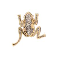 BICOLOR GOLD, DIAMOND FROG BROOCH