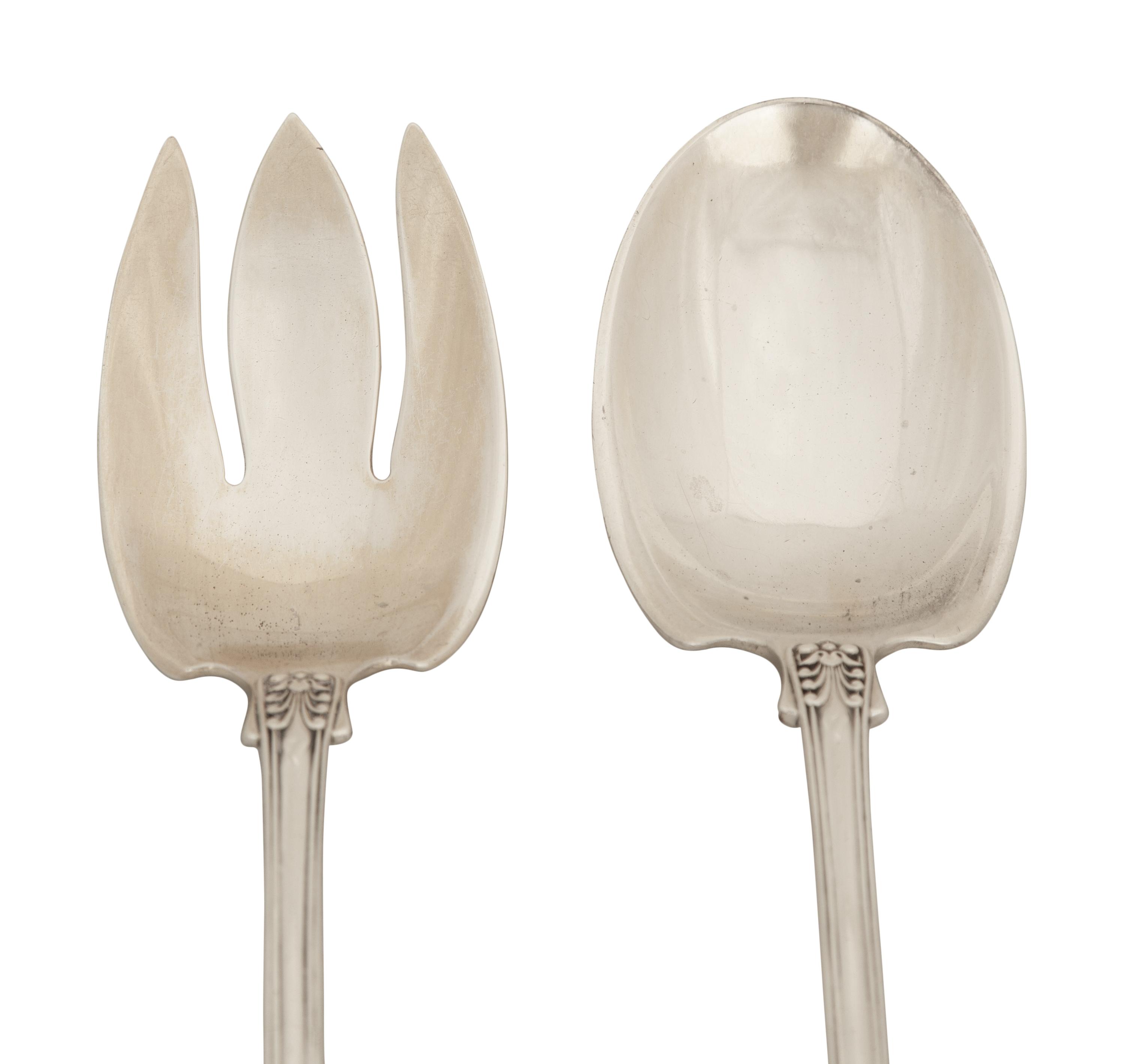 A Tiffany and Co. English King Silver Salad Set