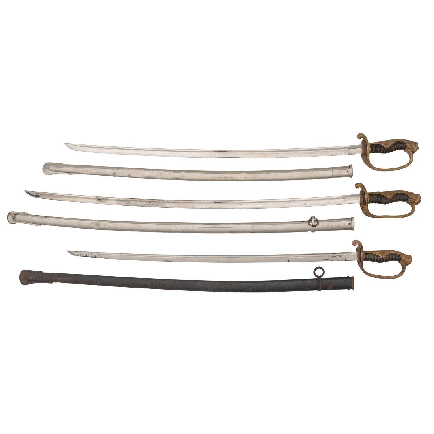 Lot of Three Japanese Army Type 19 Kyu Gunto