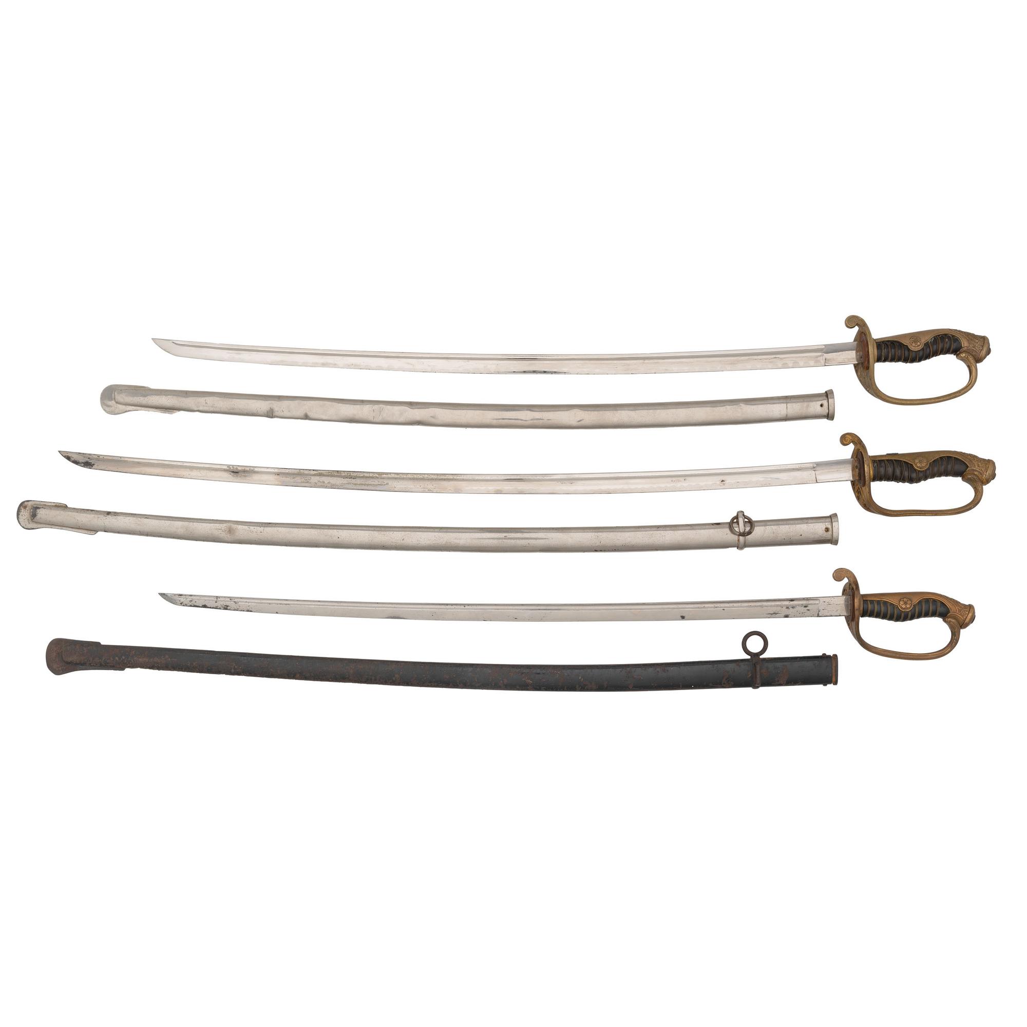 Lot of Three Japanese Army Type 19 Kyu Gunto