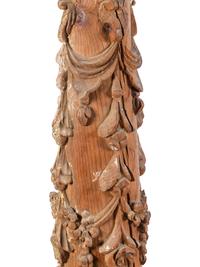 A Pair of Spanish Painted and Parcel Gilt Solomonic Columns