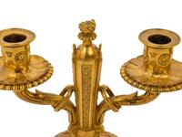 A Pair of Baltic Neoclassical Gilt Bronze Two-Light Candelabra
