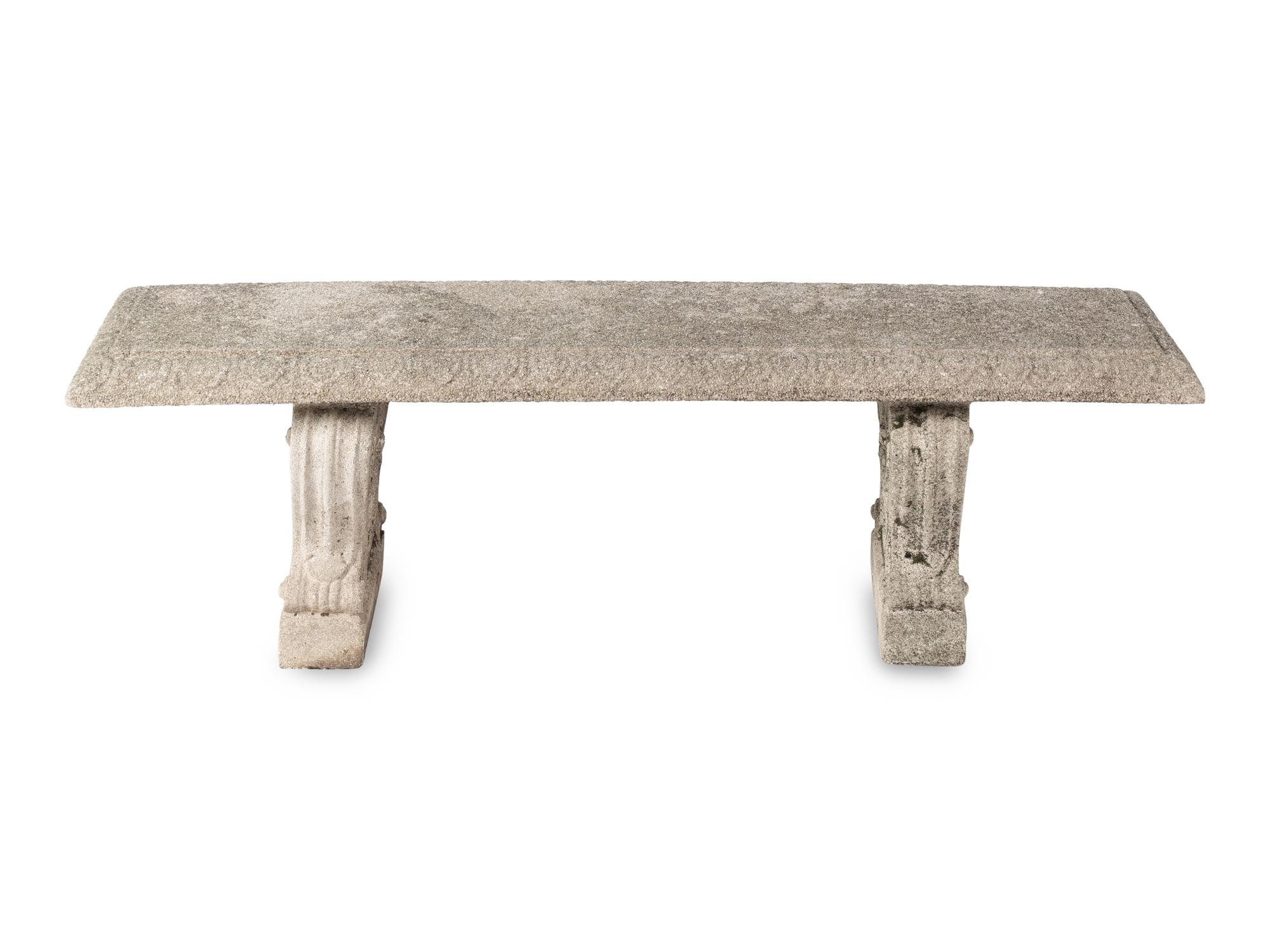 A Cast Stone Garden Bench