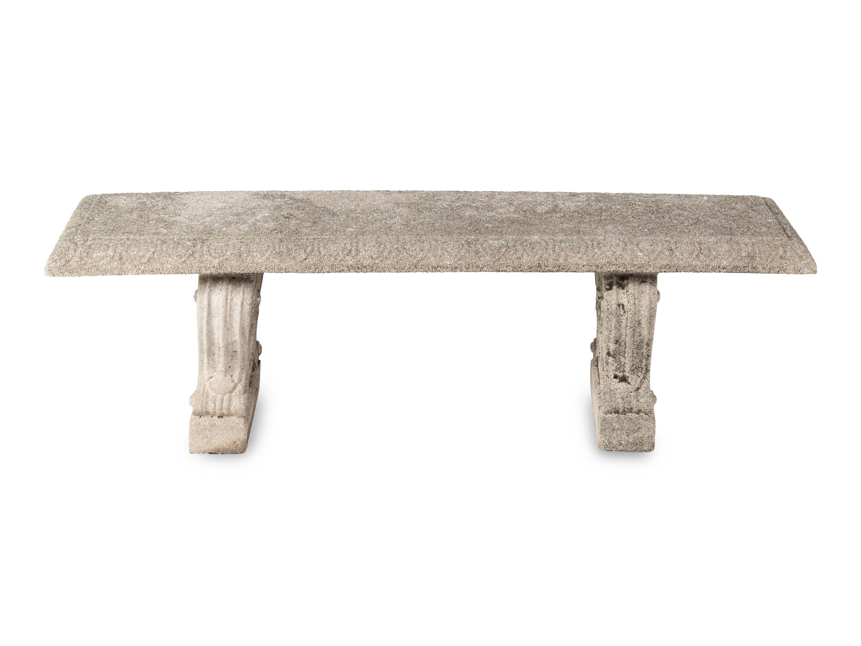 A Cast Stone Garden Bench