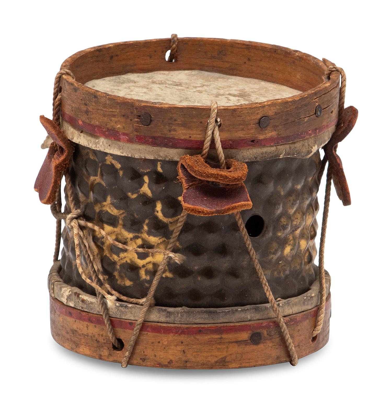A Miniature Metal Mounted Snare Drum