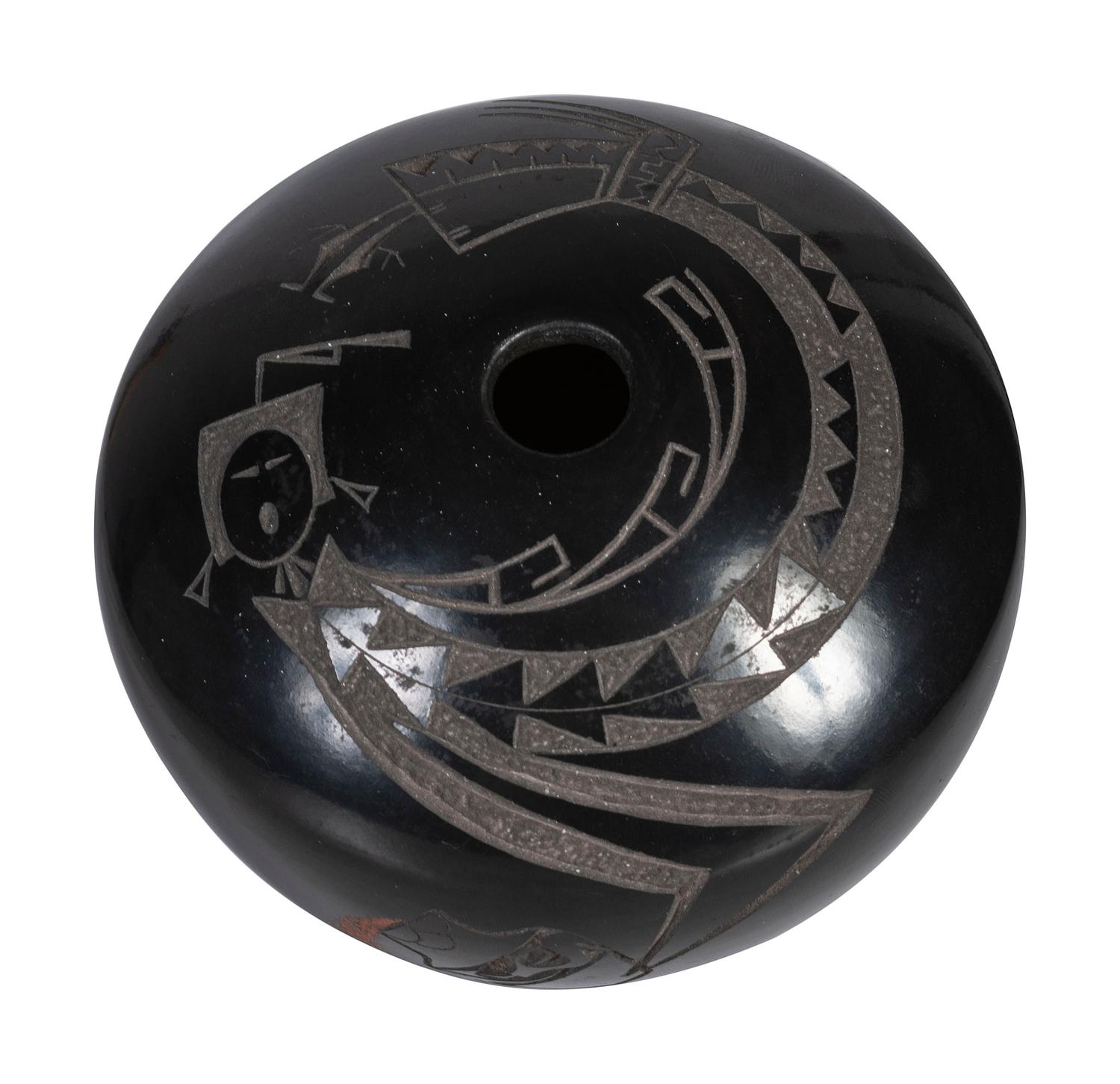 Blackware Pottery Jar, with Yei