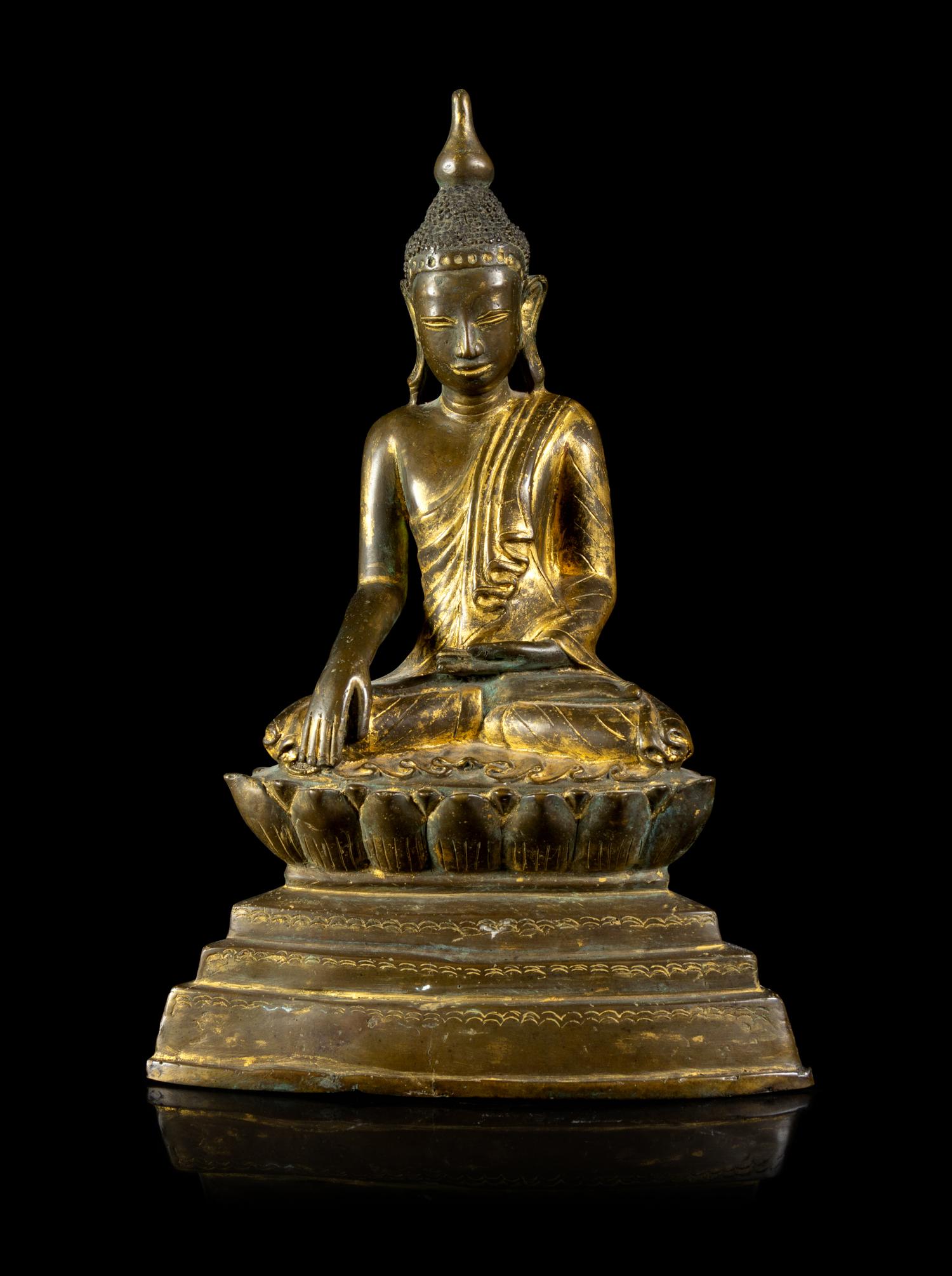 A Thai Gilt Bronze Figure of Buddha