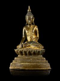 A Thai Gilt Bronze Figure of Buddha