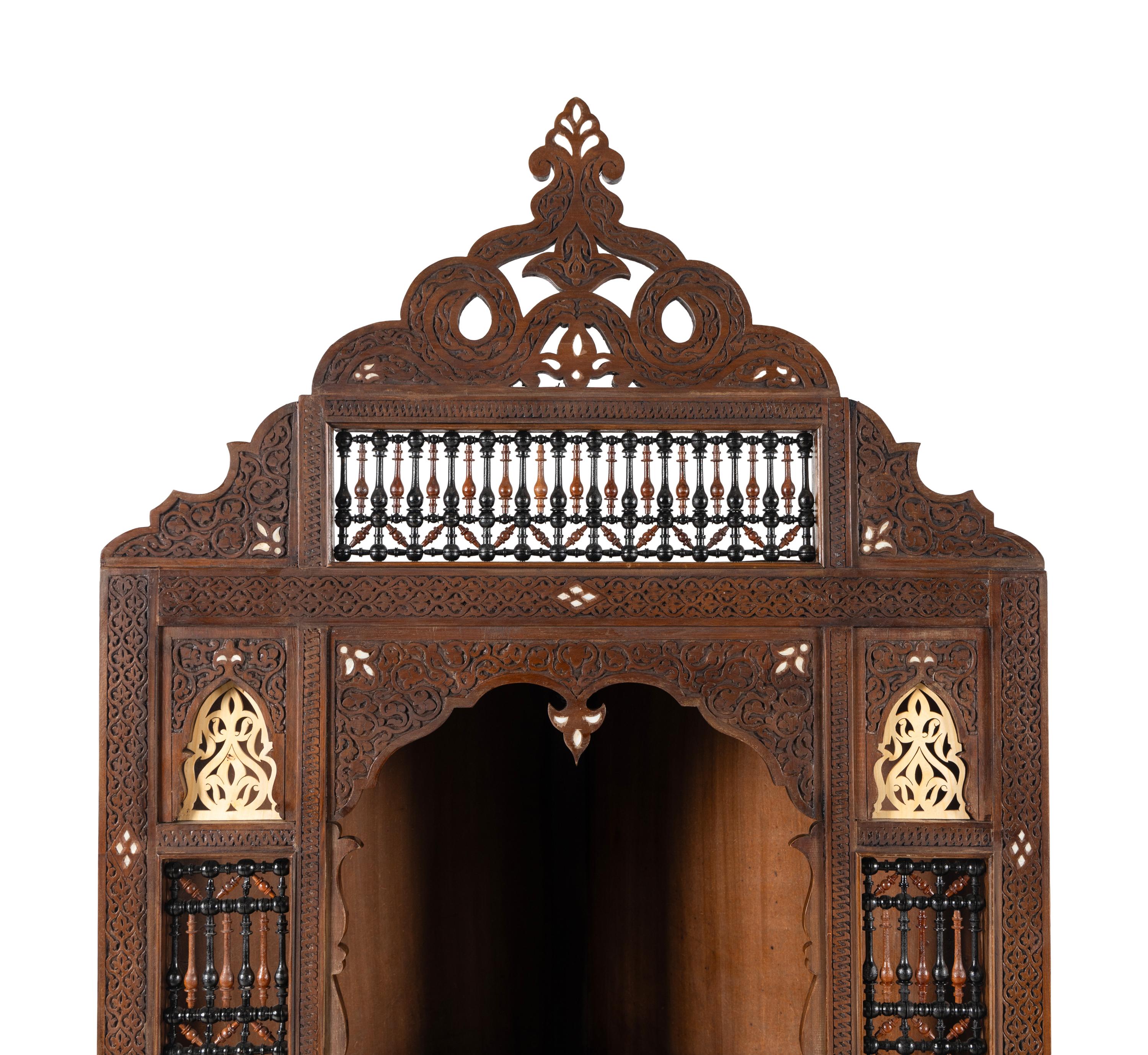 A Pair of Syrian Mother-of-Pearl Inlaid Corner Cabinets