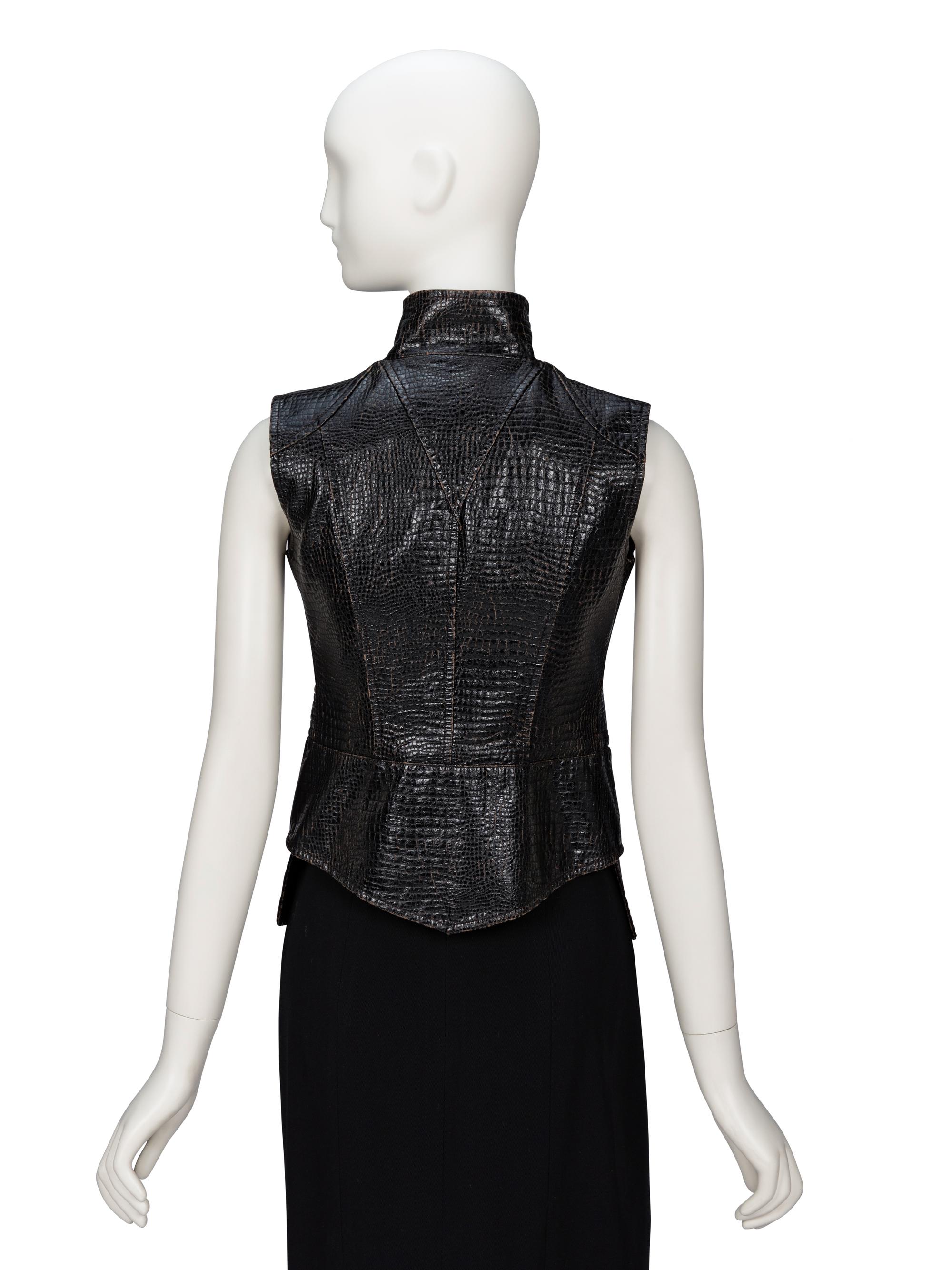 Chanel, Deep Brown Croc-Effect Gilet, F/W 2003