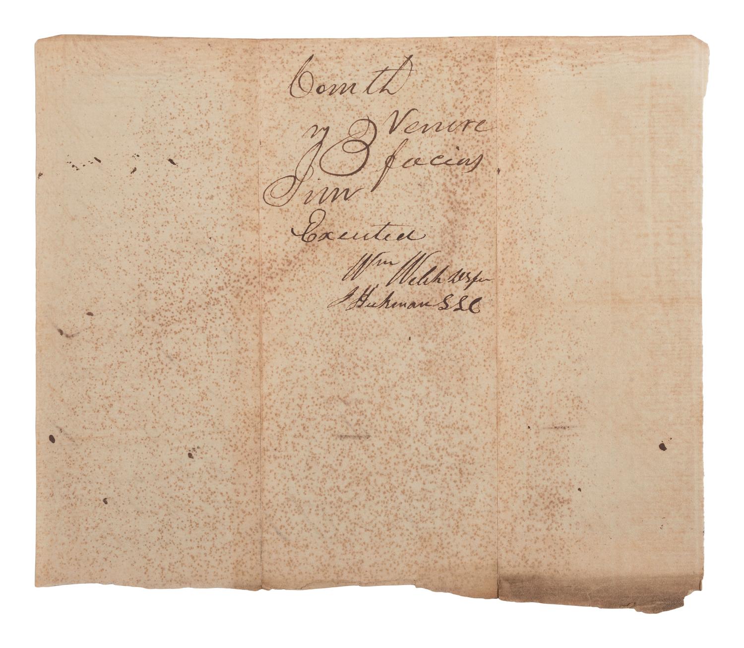 [ENSLAVEMENT & ABOLITION]. A collection of 4 documents related to the arrest and trial of enslaved men "Stephen" and "Jim," who were convicted of stealing. Lincoln County, KY. 1815.