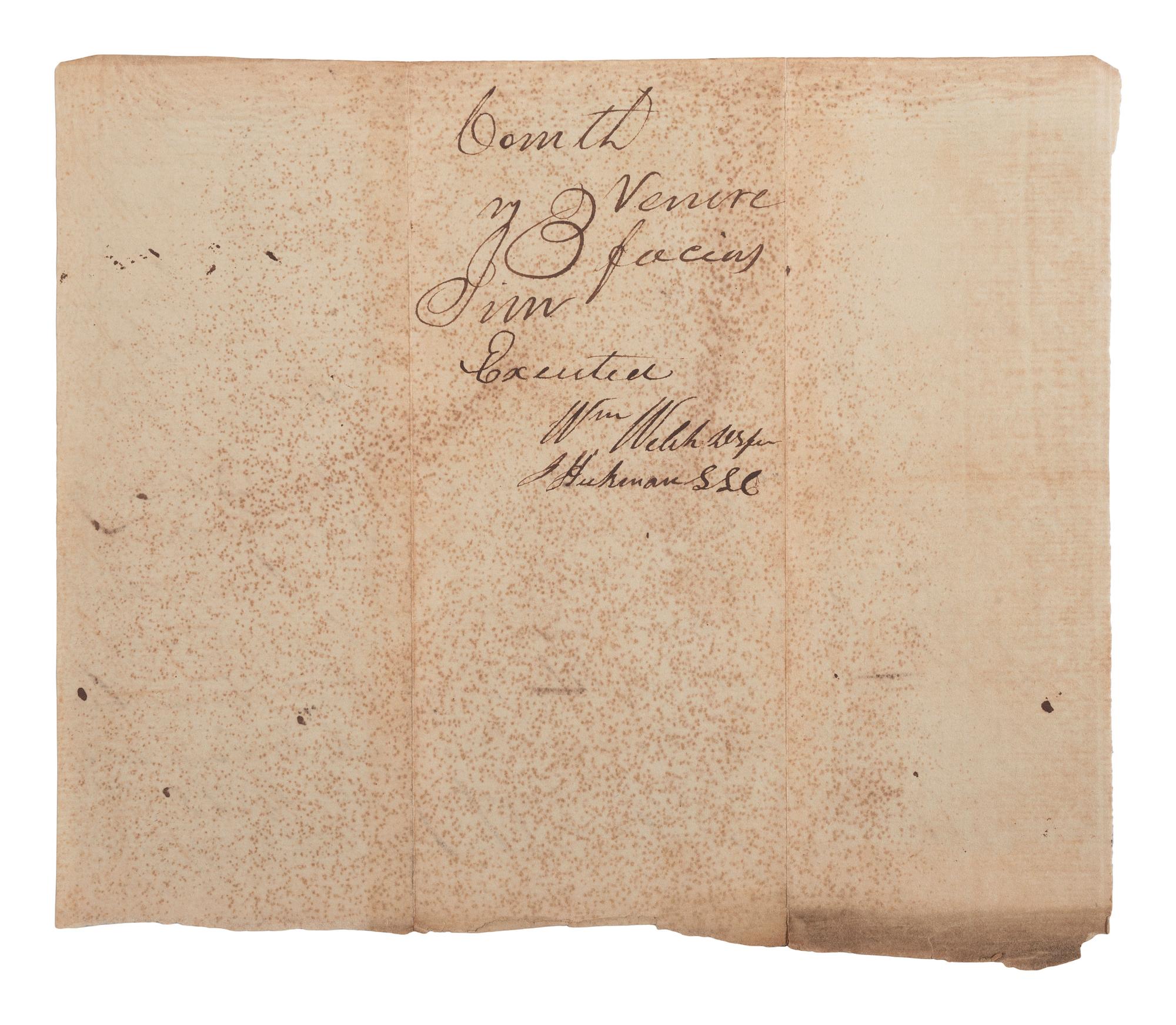[ENSLAVEMENT & ABOLITION]. A collection of 4 documents related to the arrest and trial of enslaved men "Stephen" and "Jim," who were convicted of stealing. Lincoln County, KY. 1815.