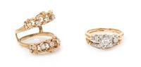 A 14 Karat Bicolor Gold and Diamond Ring Set, 7.30 dwts.