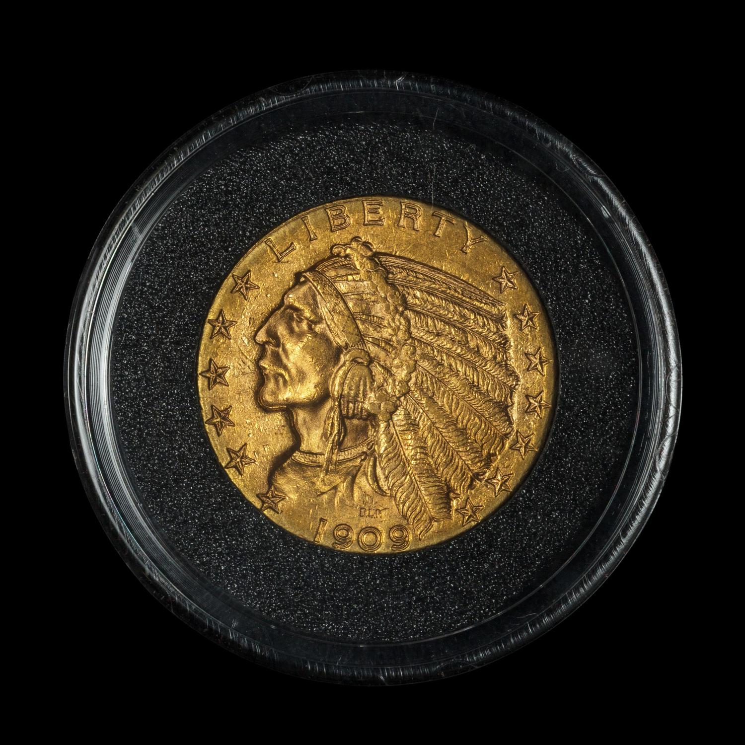 A 1909-D Indian Head $5 Gold Coin