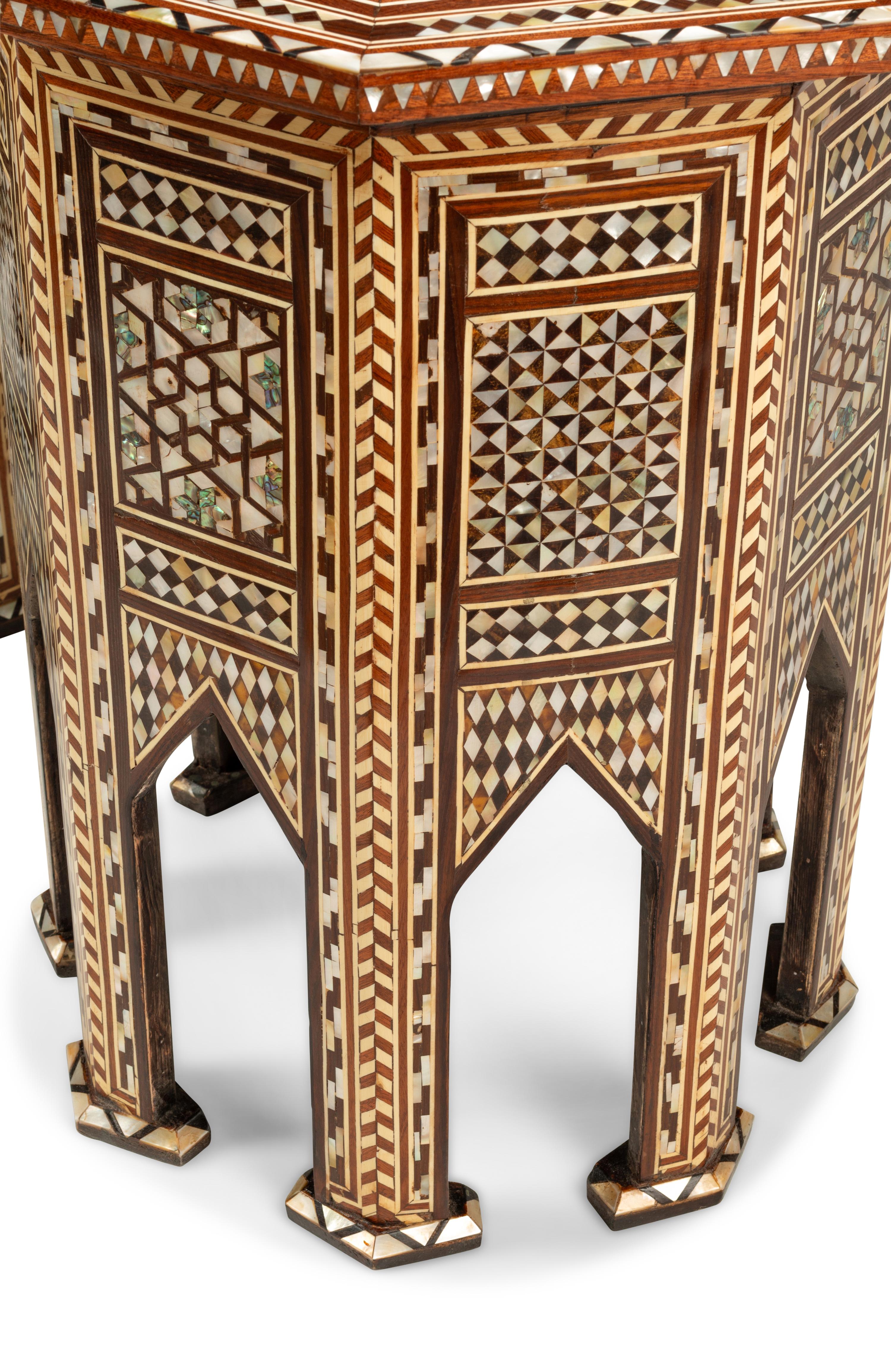 A Pair of Levantine Marquetry and Mother-of Pearl Side Tables